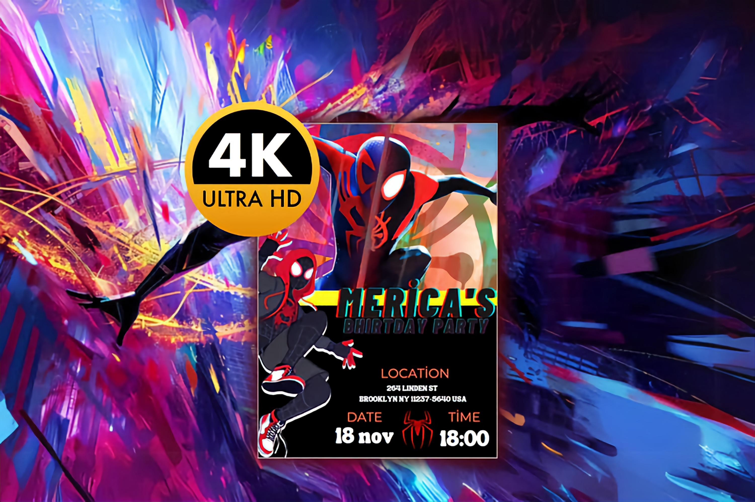 Spider-Man Themed 4K Invitation - Customizable Party Invite