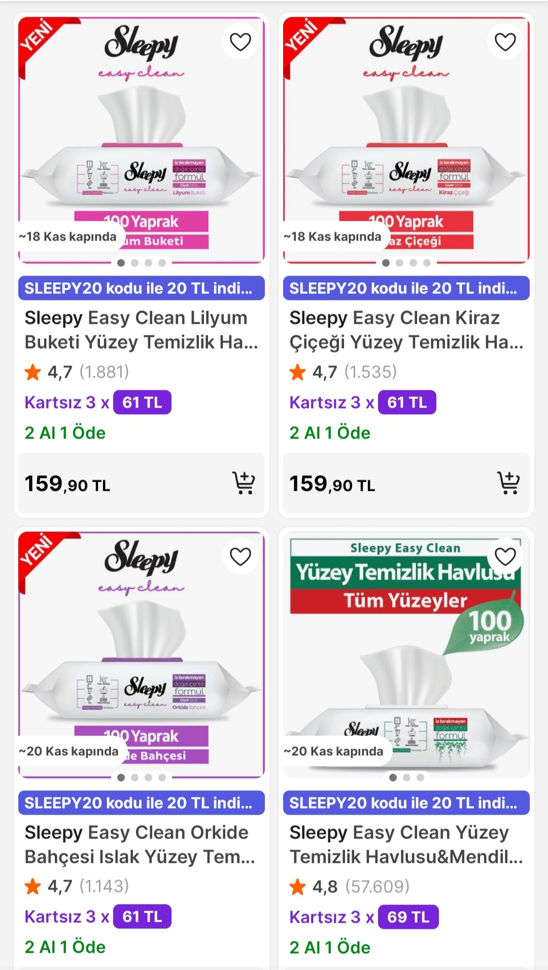Sleepy Clean Mendilleri İndirimi(Sınırlı Sayıda)